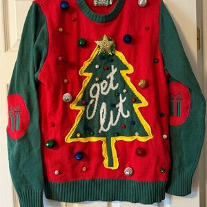 Spencer's Red and Green Festive Crewneck Sweater
